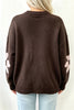 Chicory Coffee Cozy Floral Print Round Neck Dropped Shoulder Casual Sweater