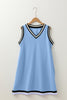Myosotis Color Contrast Trim V Neck Shift Sleeveless Mini Dress