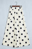Beige Polka Dot Wide Leg Elastic Waist Casual Pants