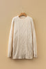 Oatmeal Cable Knit Drop Shoulder Loose Fit Sweater Dress