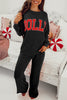 Racing Red MERRY Corded Long Sleeve Top and Pockets Pants Set