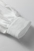 White Crinkled Texture Lantern Sleeve Button Down Loose Shirt
