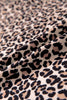 Brown Leopard Print Half Zip Striped Trim Patchwork Short Sleeve Top