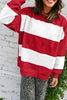 Fiery Red Colorblock Drop Shoulder Baggy Sweatshirt