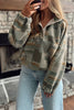 Green Western Print Fleece Pullover Long Sleeve Casual Fit Sweatshirt