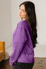 Orchid Mist Solid Color Raw Seam Patchwork Ribbed Drop Shoulder Sweatshirt
