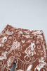 Brown Western Print Casual Shift Jeans