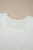 White Western Floral Print Short Sleeve Square Collar Knit Sweater