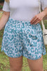 Beau Blue Plus Size Leopard Elastic Waist Athletic Shorts