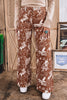 Brown Western Print Casual Shift Jeans