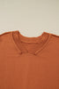 Desert Gold Colorblock Raw Edge Bubble Sleeve V Neck Sweater