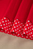 Tomato Red Polka Dot Letter Print Contrast Trim Mock Neck Sweatshirt