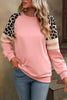 Black Leopard Print Colorblock Raglan Sleeve Sweatshirt