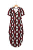 Red Western Aztec Printed Long T-shirt Dress