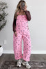 Light French Beige Polka Dot Print Bib Pocket Denim Barrel Overalls Jumpsuit