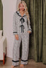 Brown Leopard Print Bow Knot Patchwork Long Sleeve Lounge Set