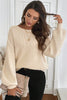 Jet Stream Ribbed Knit Ribbon Knot Backless Drop Shoulder Sweater