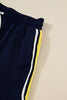 Bluing Colorful Striped Accent Varsity Long Sleeve Pullover and Shorts Matching Set