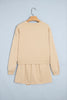 Parchment Solid Color Long Sleeve Top Split Skort 2pcs Outfit