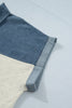 Light Grey Half Buttons Collared Denim Patchwork Plus Short Sleeve Top