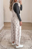 Light French Beige Polka Dot Print Bib Pocket Denim Barrel Overalls Jumpsuit
