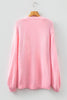 Light Pink Christmas Tree Print Open Front Drop Shoulder Midi Cardigan