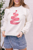 Racing Red Stitched Detail Christmas Tree Holiday Casual Sweater