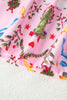 Pink Nutcracker Doll Christmas Print Ribbon Tie Waist Short 2pcs Pajama Set