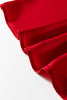 Fiery Red Solid Color Frilled V Neck Bow Detail 3/4 Sleeve Blouse