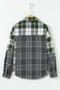 Black Plaid Print Textured Knit Buttoned Shacket