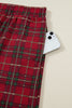 Red Plus Size Plaid Short Sleeve Shirt Loose Pants 2pcs Pajama Set