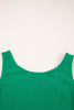 Green Solid Color Ribbed Ruffle Tank Top and Pants Set