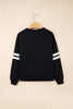 Black Varsity Striped Detail Drop Shoulder Oversized Sweatshirt
