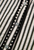 Black Stripe Scallop Trim Shirt Collar Half Button 3/4 Sleeve Long Dress