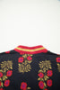 White Plus Size Floral Print Ricrac Striped Trim Short Sleeve Cotton Blouse