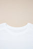 White Solid Color Waffle Ribbed Patchwork Dolman Sleeve Oversize Knit Top
