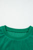 Dark Green merry little thing Corded Letter Graphic Ribbed Loose Sweatshirt