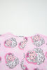 Pink Santa Claus Print V Neck Tee Drawstring Pants 2pcs Lounge Set