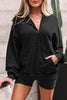 Black Half Zip Kangaroo Pocket Mineral Wash Baggy Hoodie