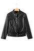 Black Faux Leather Buttoned Front Boxy Jacket