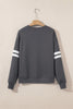 Dark Grey Varsity Striped Detail Drop Shoulder Oversized Sweatshirt