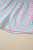 Pink Stripe Color Block Detail Long Sleeve Pullover Elastic Waist Pull On Shorts 2pcs Set