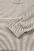 Simply Taupe Plus Size Ribbed Knit Kangaroo Pocket Henley Long Sleeve Top