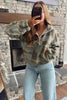 Green Western Print Fleece Pullover Long Sleeve Casual Fit Sweatshirt