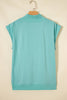 Black Solid Color High Neck Cap Sleeve Loose Top
