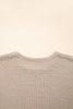 Beige Shiny Knitted Short Sleeve Drop Shoulder Sweater