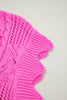 Bonbon Pointelle Knit Patterned Scalloped Trim Short Sleeve Sweater
