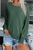 Simply Taupe Shirred Cuffs Solid Long Sleeve T Shirt