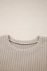 Jet Stream Ribbed Texture Round Neck Long Sleeve Rounded Hem Knit Top