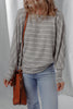 Gray Stripe Dolman Sleeve Drop Shoulder Top